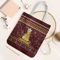 Merry Chickmas Christmas Tote Bag with Yellow Chickens Tree Design and Snowflake Pattern - Wonder Print Shop