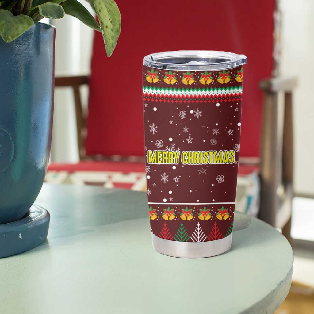 Merry Chickmas Christmas Tumbler Cup with Yellow Chickens Tree Design and Snowflake Pattern - Wonder Print Shop