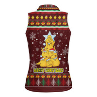 Merry Chickmas Christmas Women Sleeveless Polo Shirt with Yellow Chickens Tree Design and Snowflake Pattern - Wonder Print Shop