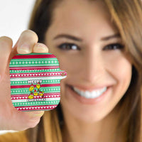 Merry Chickmas Christmas AirPods Case with Yellow Cartoon Birds in Santa Hats and Red Green Snowflake Pattern - Wonder Print Shop