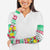 Merry Chickmas Christmas Arm Sleeves with Yellow Cartoon Birds in Santa Hats and Red Green Snowflake Pattern - Wonder Print Shop