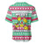 Merry Chickmas Christmas Baseball Jersey with Yellow Cartoon Birds in Santa Hats and Red Green Snowflake Pattern - Wonder Print Shop