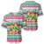 Merry Chickmas Christmas Baseball Jersey with Yellow Cartoon Birds in Santa Hats and Red Green Snowflake Pattern - Wonder Print Shop