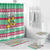 Merry Chickmas Christmas Bathroom Set with Yellow Cartoon Birds in Santa Hats and Red Green Snowflake Pattern - Wonder Print Shop