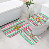 Merry Chickmas Christmas Bathroom Set with Yellow Cartoon Birds in Santa Hats and Red Green Snowflake Pattern - Wonder Print Shop