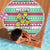 Merry Chickmas Christmas Beach Blanket with Yellow Cartoon Birds in Santa Hats and Red Green Snowflake Pattern - Wonder Print Shop