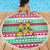 Merry Chickmas Christmas Beach Blanket with Yellow Cartoon Birds in Santa Hats and Red Green Snowflake Pattern - Wonder Print Shop