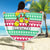 Merry Chickmas Christmas Beach Blanket with Yellow Cartoon Birds in Santa Hats and Red Green Snowflake Pattern - Wonder Print Shop