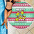Merry Chickmas Christmas Beach Blanket with Yellow Cartoon Birds in Santa Hats and Red Green Snowflake Pattern - Wonder Print Shop