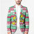 Merry Chickmas Christmas Blazer with Yellow Cartoon Birds in Santa Hats and Red Green Snowflake Pattern - Wonder Print Shop