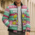 Merry Chickmas Christmas Bomber Puffer Jacket with Yellow Cartoon Birds in Santa Hats and Red Green Snowflake Pattern - Wonder Print Shop