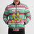 Merry Chickmas Christmas Bomber Puffer Jacket with Yellow Cartoon Birds in Santa Hats and Red Green Snowflake Pattern - Wonder Print Shop