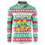 Merry Chickmas Christmas Button Sweatshirt with Yellow Cartoon Birds in Santa Hats and Red Green Snowflake Pattern - Wonder Print Shop