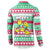 Merry Chickmas Christmas Button Sweatshirt with Yellow Cartoon Birds in Santa Hats and Red Green Snowflake Pattern - Wonder Print Shop