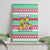 Merry Chickmas Christmas Canvas Wall Art with Yellow Cartoon Birds in Santa Hats and Red Green Snowflake Pattern - Wonder Print Shop