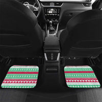 Merry Chickmas Christmas Car Mats with Yellow Cartoon Birds in Santa Hats and Red Green Snowflake Pattern - Wonder Print Shop