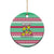 Merry Chickmas Christmas Ceramic Ornament with Yellow Cartoon Birds in Santa Hats and Red Green Snowflake Pattern - Wonder Print Shop