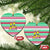 Merry Chickmas Christmas Ceramic Ornament with Yellow Cartoon Birds in Santa Hats and Red Green Snowflake Pattern - Wonder Print Shop