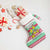 Merry Chickmas Christmas Stocking with Yellow Cartoon Birds in Santa Hats and Red Green Snowflake Pattern - Wonder Print Shop