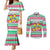 Merry Chickmas Christmas Couples Matching Mermaid Dress and Long Sleeve Button Shirt with Yellow Cartoon Birds in Santa Hats and Red Green Snowflake Pattern - Wonder Print Shop