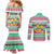 Merry Chickmas Christmas Couples Matching Mermaid Dress and Long Sleeve Button Shirt with Yellow Cartoon Birds in Santa Hats and Red Green Snowflake Pattern - Wonder Print Shop