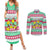 Merry Chickmas Christmas Couples Matching Summer Maxi Dress and Long Sleeve Button Shirt with Yellow Cartoon Birds in Santa Hats and Red Green Snowflake Pattern - Wonder Print Shop