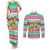 Merry Chickmas Christmas Couples Matching Tank Maxi Dress and Long Sleeve Button Shirt with Yellow Cartoon Birds in Santa Hats and Red Green Snowflake Pattern - Wonder Print Shop