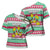 Merry Chickmas Christmas Cross Shoulder Shirt with Yellow Cartoon Birds in Santa Hats and Red Green Snowflake Pattern - Wonder Print Shop