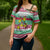 Merry Chickmas Christmas Cross Shoulder Shirt with Yellow Cartoon Birds in Santa Hats and Red Green Snowflake Pattern - Wonder Print Shop