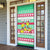 Merry Chickmas Christmas Door Cover with Yellow Cartoon Birds in Santa Hats and Red Green Snowflake Pattern - Wonder Print Shop