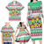 Merry Chickmas Christmas Family Matching Long Sleeve Bodycon Dress and Hawaiian Shirt with Yellow Cartoon Birds in Santa Hats and Red Green Snowflake Pattern - Wonder Print Shop