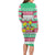 Merry Chickmas Christmas Family Matching Long Sleeve Bodycon Dress and Hawaiian Shirt with Yellow Cartoon Birds in Santa Hats and Red Green Snowflake Pattern - Wonder Print Shop