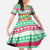 Merry Chickmas Christmas Family Matching Off The Shoulder Long Sleeve Dress and Hawaiian Shirt with Yellow Cartoon Birds in Santa Hats and Red Green Snowflake Pattern - Wonder Print Shop