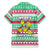 Merry Chickmas Christmas Family Matching Off The Shoulder Long Sleeve Dress and Hawaiian Shirt with Yellow Cartoon Birds in Santa Hats and Red Green Snowflake Pattern - Wonder Print Shop