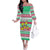 Merry Chickmas Christmas Family Matching Off The Shoulder Long Sleeve Dress and Hawaiian Shirt with Yellow Cartoon Birds in Santa Hats and Red Green Snowflake Pattern - Wonder Print Shop