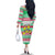 Merry Chickmas Christmas Family Matching Off The Shoulder Long Sleeve Dress and Hawaiian Shirt with Yellow Cartoon Birds in Santa Hats and Red Green Snowflake Pattern - Wonder Print Shop