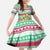 Merry Chickmas Christmas Family Matching Off Shoulder Maxi Dress and Hawaiian Shirt with Yellow Cartoon Birds in Santa Hats and Red Green Snowflake Pattern - Wonder Print Shop
