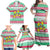 Merry Chickmas Christmas Family Matching Off Shoulder Maxi Dress and Hawaiian Shirt with Yellow Cartoon Birds in Santa Hats and Red Green Snowflake Pattern - Wonder Print Shop