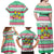 Merry Chickmas Christmas Family Matching Off Shoulder Maxi Dress and Hawaiian Shirt with Yellow Cartoon Birds in Santa Hats and Red Green Snowflake Pattern - Wonder Print Shop