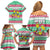 Merry Chickmas Christmas Family Matching Off Shoulder Short Dress and Hawaiian Shirt with Yellow Cartoon Birds in Santa Hats and Red Green Snowflake Pattern - Wonder Print Shop