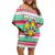 Merry Chickmas Christmas Family Matching Off Shoulder Short Dress and Hawaiian Shirt with Yellow Cartoon Birds in Santa Hats and Red Green Snowflake Pattern - Wonder Print Shop