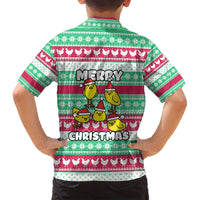 Merry Chickmas Christmas Family Matching Puletasi and Hawaiian Shirt with Yellow Cartoon Birds in Santa Hats and Red Green Snowflake Pattern - Wonder Print Shop