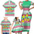 Merry Chickmas Christmas Family Matching Short Sleeve Bodycon Dress and Hawaiian Shirt with Yellow Cartoon Birds in Santa Hats and Red Green Snowflake Pattern - Wonder Print Shop