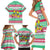 Merry Chickmas Christmas Family Matching Short Sleeve Bodycon Dress and Hawaiian Shirt with Yellow Cartoon Birds in Santa Hats and Red Green Snowflake Pattern - Wonder Print Shop