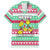 Merry Chickmas Christmas Family Matching Short Sleeve Bodycon Dress and Hawaiian Shirt with Yellow Cartoon Birds in Santa Hats and Red Green Snowflake Pattern - Wonder Print Shop