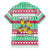 Merry Chickmas Christmas Family Matching Short Sleeve Bodycon Dress and Hawaiian Shirt with Yellow Cartoon Birds in Santa Hats and Red Green Snowflake Pattern - Wonder Print Shop