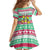 Merry Chickmas Christmas Family Matching Summer Maxi Dress and Hawaiian Shirt with Yellow Cartoon Birds in Santa Hats and Red Green Snowflake Pattern - Wonder Print Shop