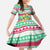 Merry Chickmas Christmas Family Matching Tank Maxi Dress and Hawaiian Shirt with Yellow Cartoon Birds in Santa Hats and Red Green Snowflake Pattern - Wonder Print Shop