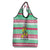 Merry Chickmas Christmas Grocery Bag with Yellow Cartoon Birds in Santa Hats and Red Green Snowflake Pattern - Wonder Print Shop