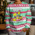 Merry Chickmas Christmas Kid Ugly Christmas Sweater with Yellow Cartoon Birds in Santa Hats and Red Green Snowflake Pattern - Wonder Print Shop